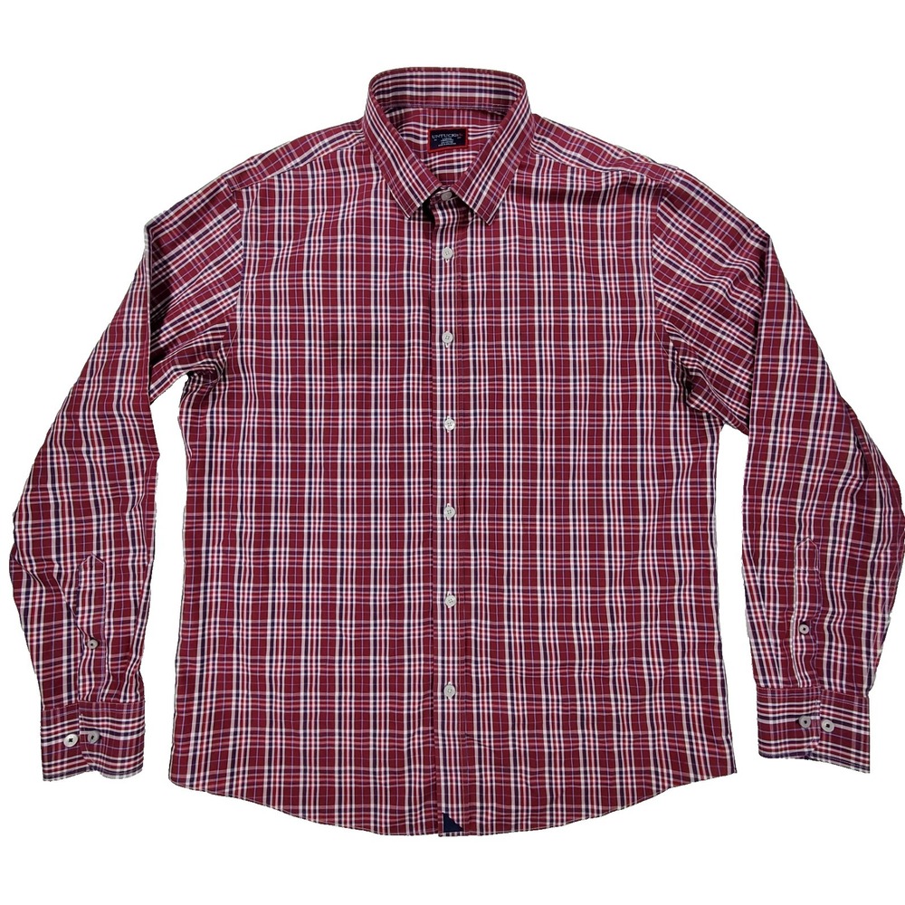 UNTUCKit Chevalier WF Button Up Shirt Red Plaid Long Sleeve Mens L‎